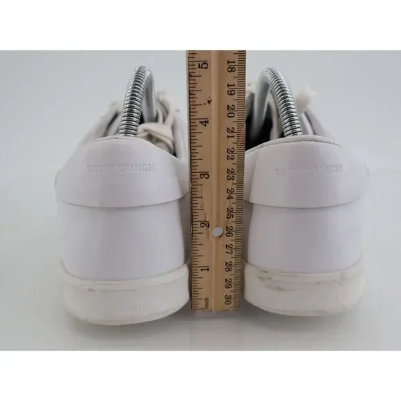 Tory Burch Hank Court Sneakers Womens 11M White Leather Lace Up Shoes - Picture 5 of 14